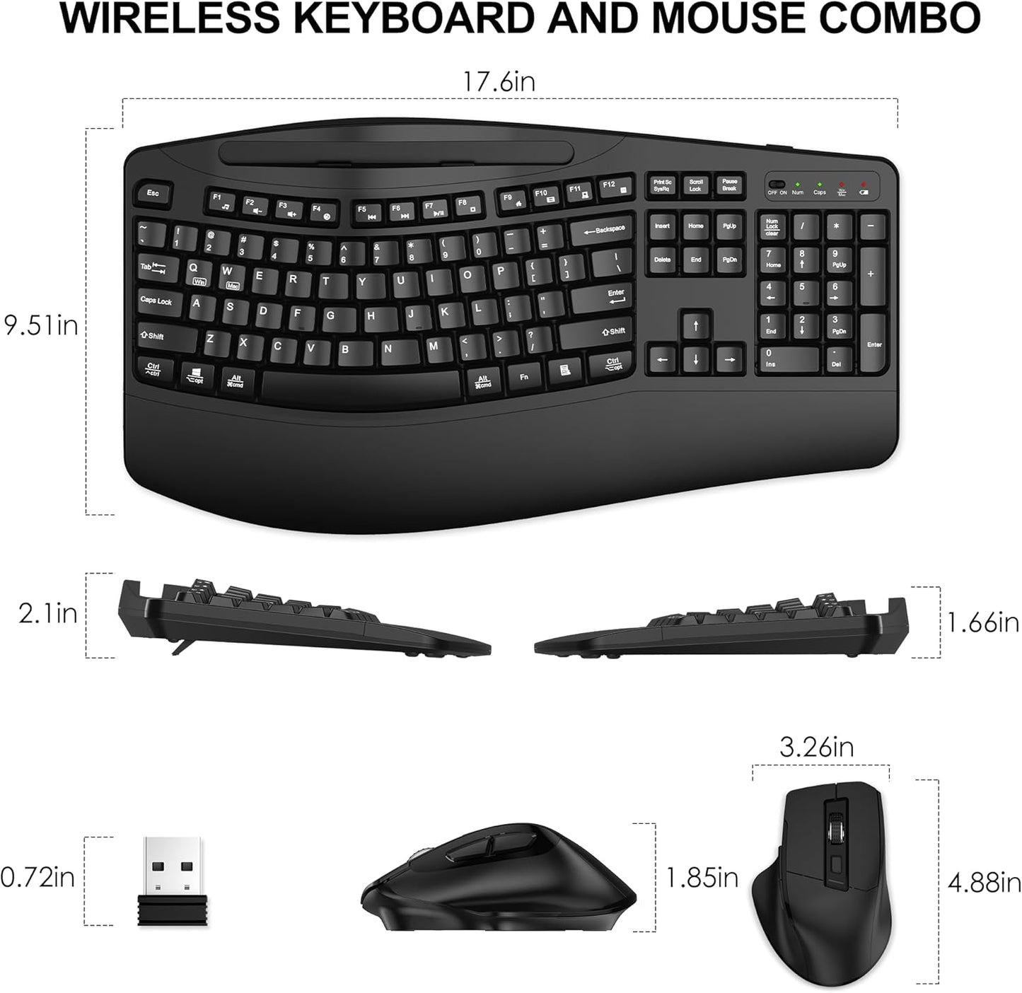 Ergonomic Wireless Keyboard & Mouse Combo | Wrist Rest & Phone Holder | Origin Zero