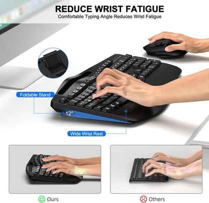 Ergonomic Wireless Keyboard & Mouse Combo | Wrist Rest & Phone Holder | Origin Zero
