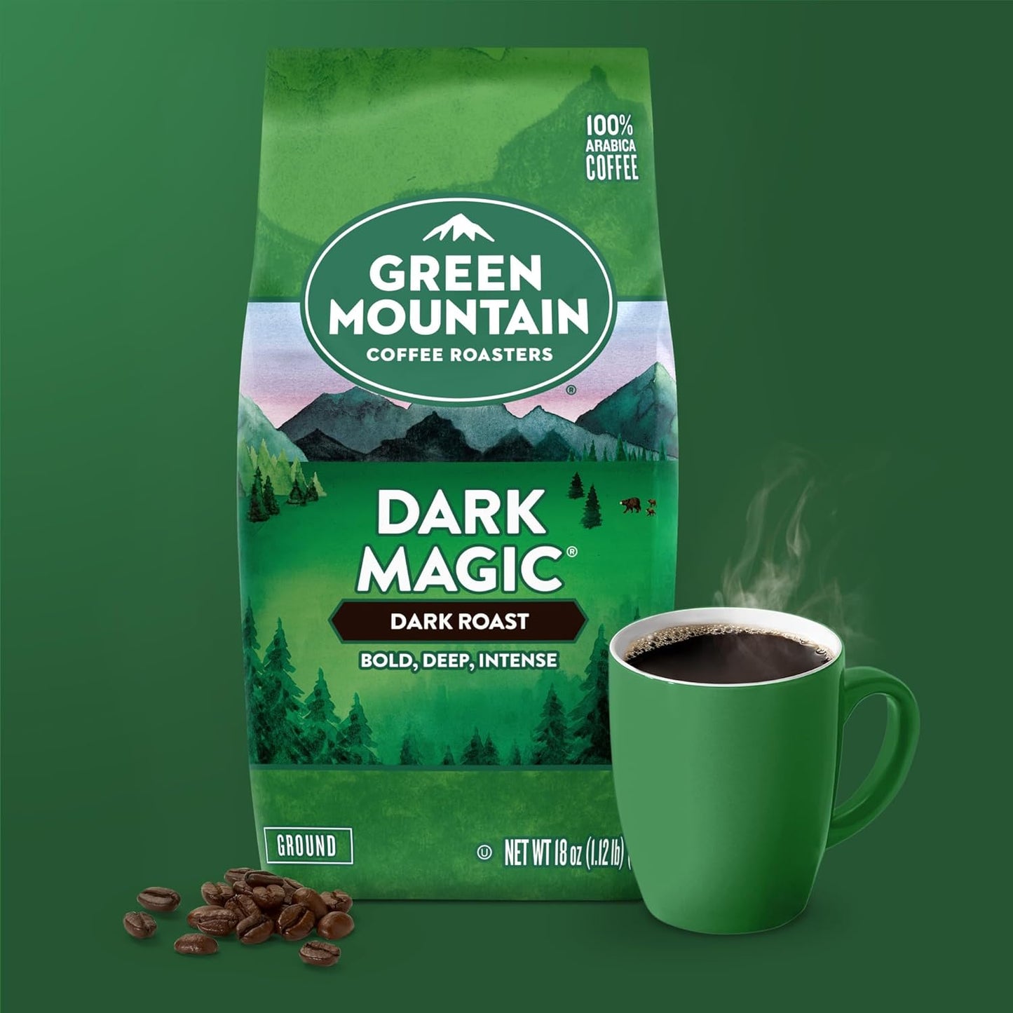 Green Mountain Dark Magic Ground Coffee | Extra Bold Dark Roast, 18oz | Origin Zero