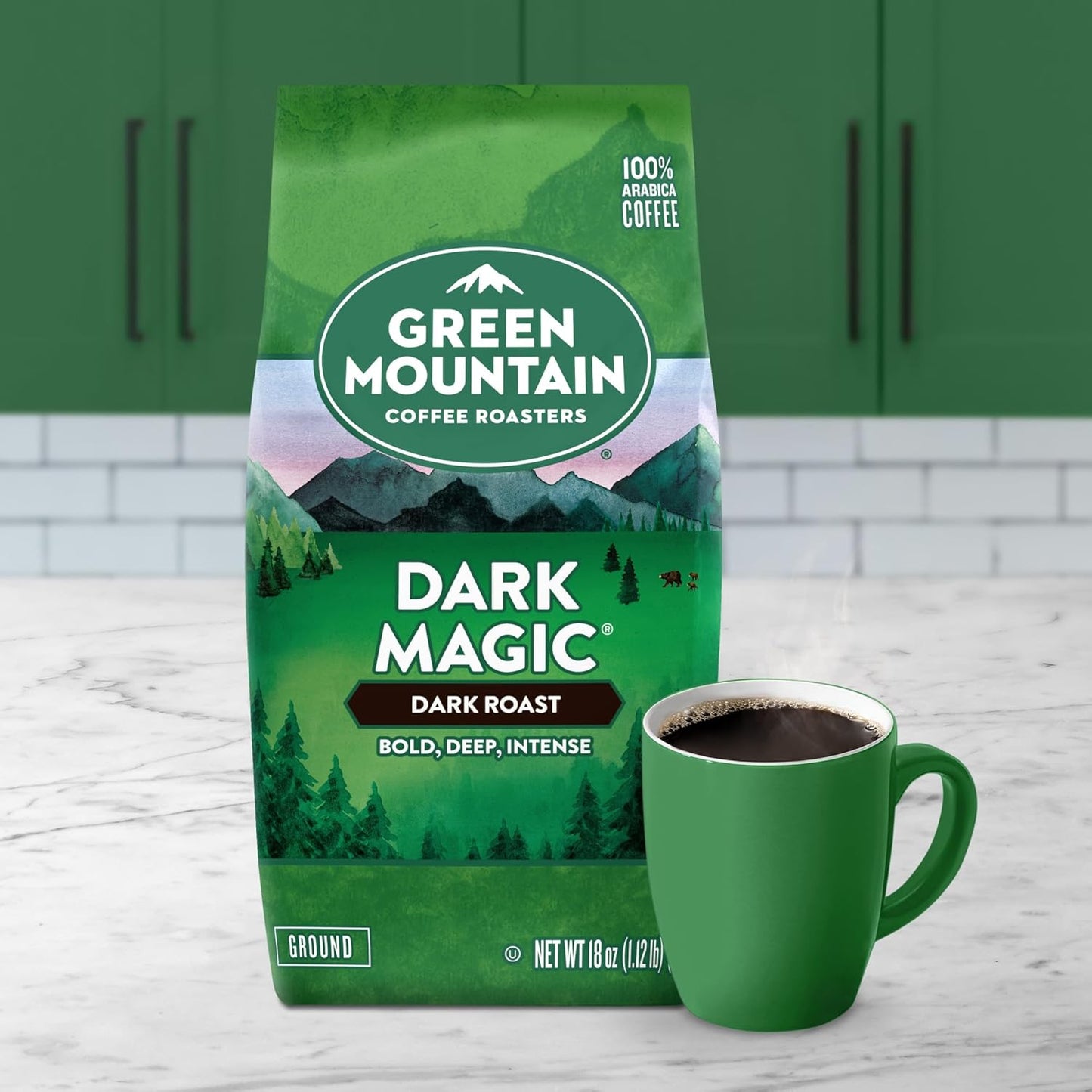 Green Mountain Dark Magic Ground Coffee | Extra Bold Dark Roast, 18oz | Origin Zero