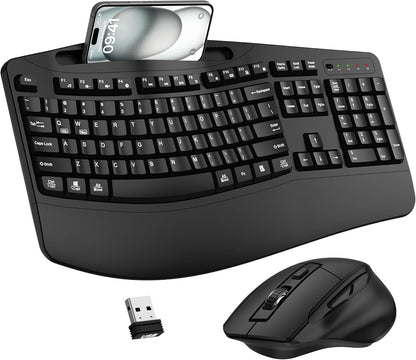 Ergonomic Wireless Keyboard & Mouse Combo | Wrist Rest & Phone Holder | Origin Zero