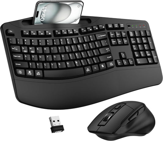 Ergonomic Wireless Keyboard & Mouse Combo | Wrist Rest & Phone Holder | Origin Zero