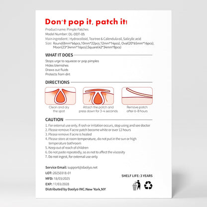 Large Acne Pimple Patches | 6 Sizes, 142 Counts, Hydrocolloid | Origin Zero