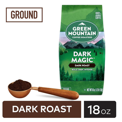 Green Mountain Dark Magic Ground Coffee | Extra Bold Dark Roast, 18oz | Origin Zero