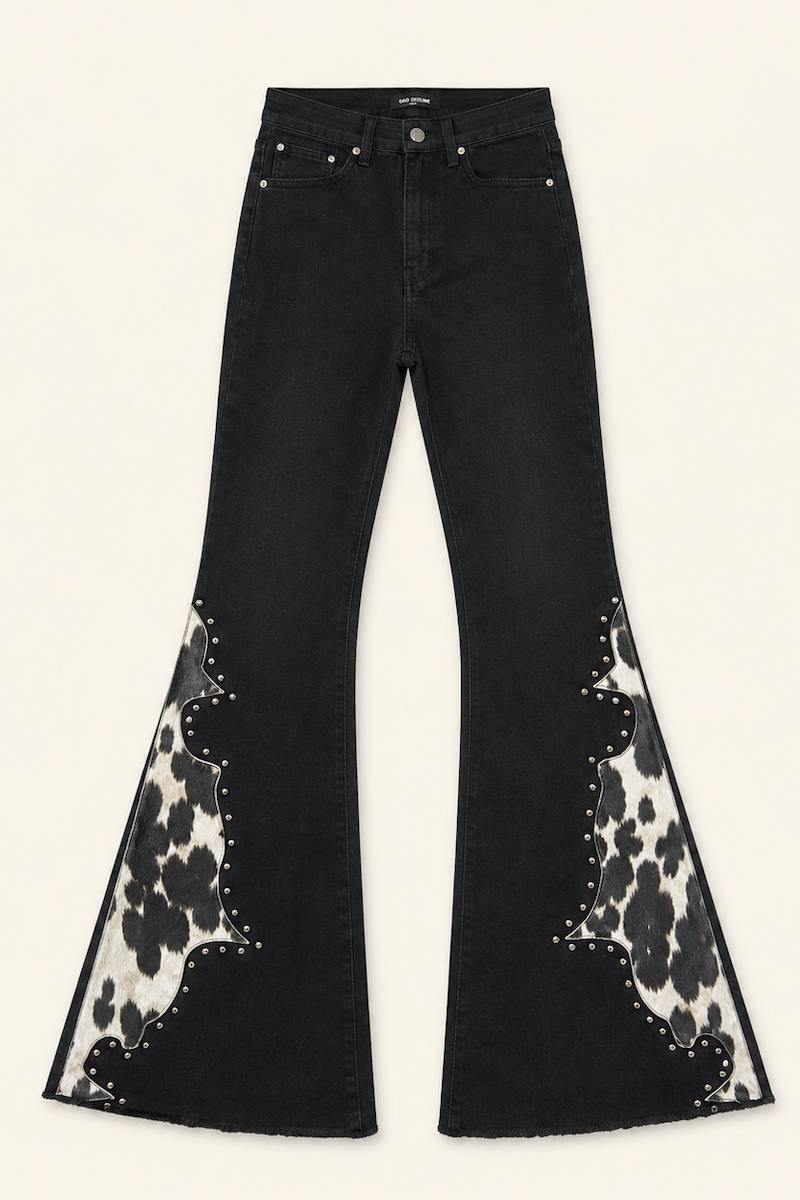 Rockstar Rouge Flare Black Cowhide