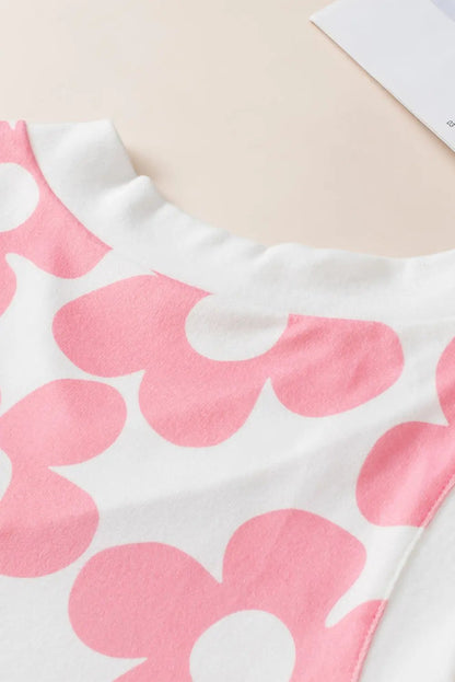 Women's Knitted Tank Top Knitted Tank Top - Pink Floral V-Neck - Summer Style