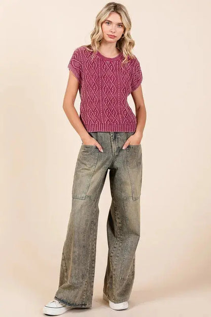 Women's Wide Leg Jeans Women's Jeans - Everyday Comfort - Washed Wide Leg