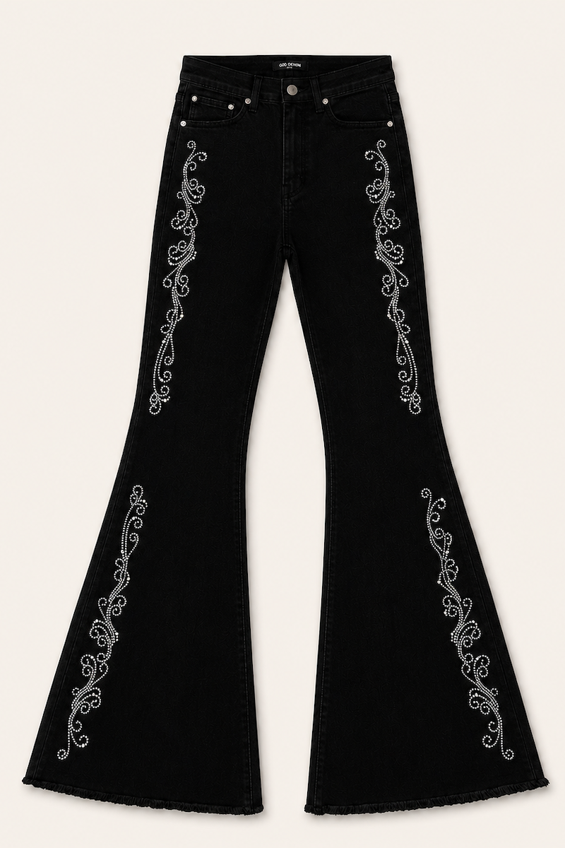 Midnight Rodeo Rhinestone Flare Jeans