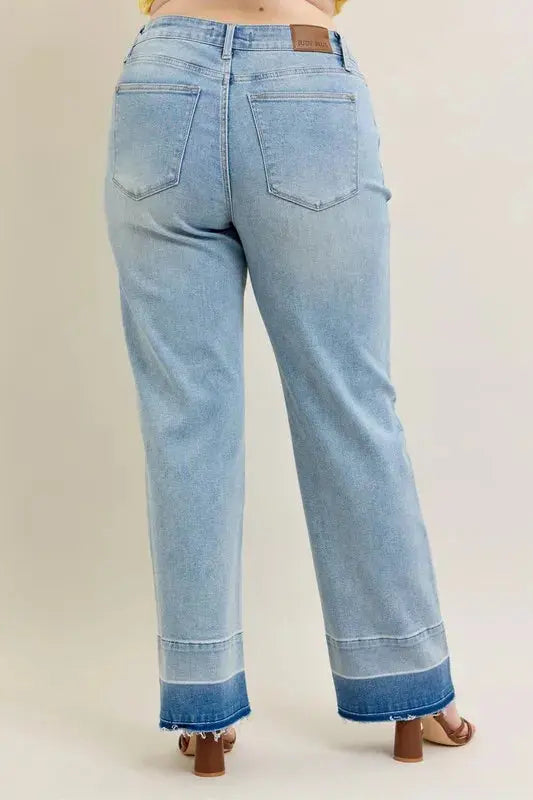 Women's Jeans Jeans - Plus Size Wide Leg - Released Hem Denim