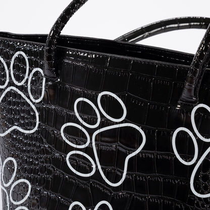 Patterned Paw Faux Leather Handbag