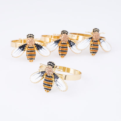 Elegant Bee Napkin Ring - Set of 4