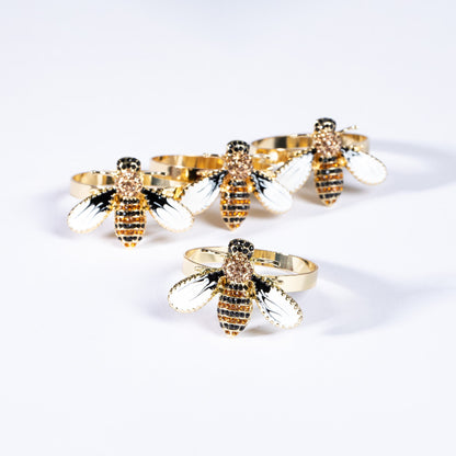 Elegant Bee Napkin Ring - Set of 4