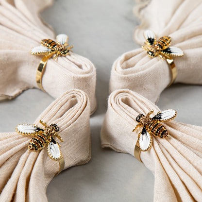 Elegant Bee Napkin Ring - Set of 4