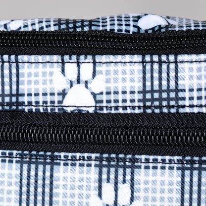 Plaid Paw Print Large Fanny Pack with 3 Zippered Pockets