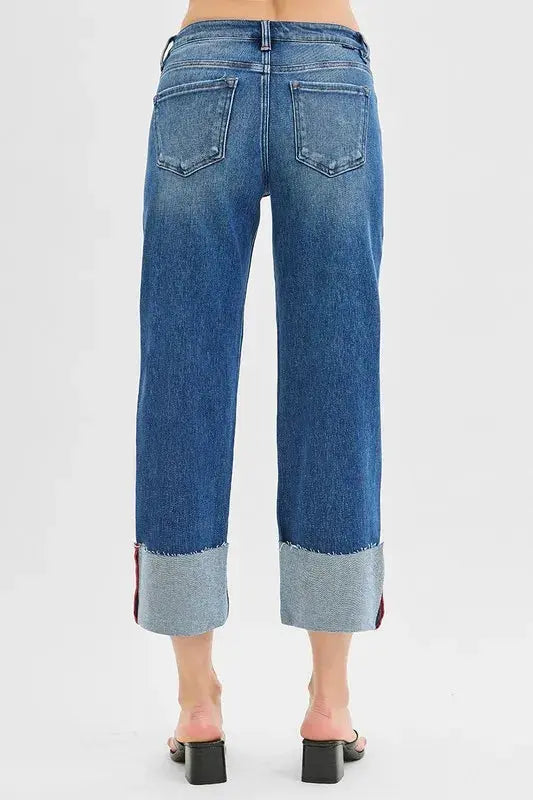 Women's Plus Size Jeans Plus Size Tummy Control Crop Wide Leg Jeans