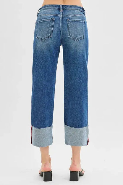 Women's Plus Size Jeans Plus Size Tummy Control Crop Wide Leg Jeans