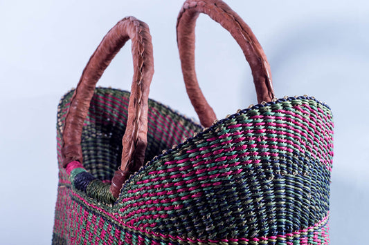 African Bolga Basket Shopper, Hand Made in Ghana