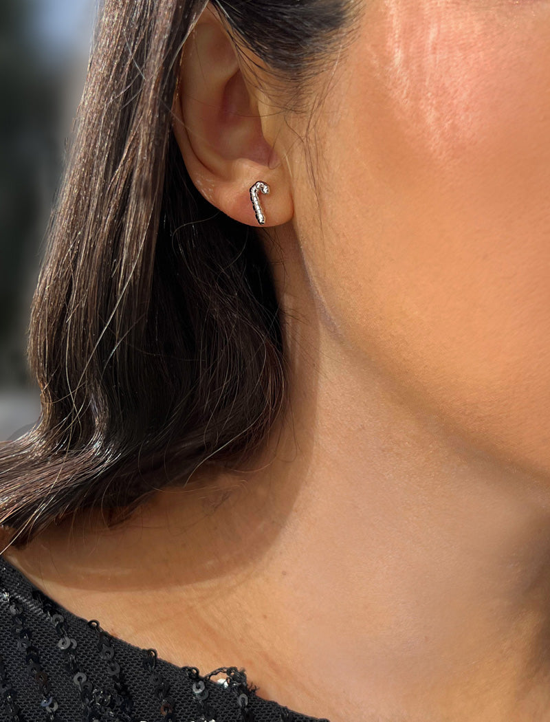 CANDY CANE HOLIDAY Stud Earrings | 18K Gold Over Sterling Silver