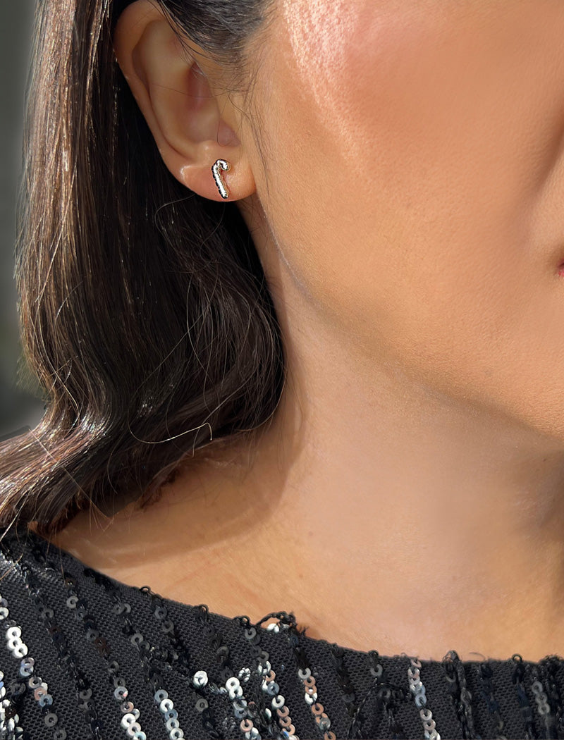 CANDY CANE HOLIDAY Stud Earrings | 18K Gold Over Sterling Silver
