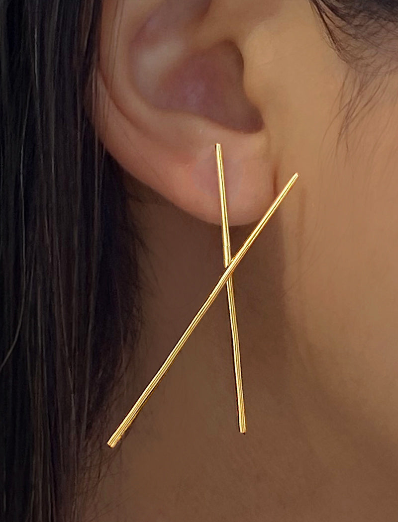 CHOPSTICK Long Earrings | 18K Gold Over Sterling Silver