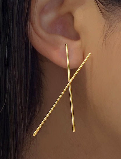 CHOPSTICK Long Earrings | 18K Gold Over Sterling Silver