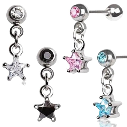 316L Surgical Steel Star Dangle Cartilage Earring