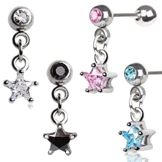 316L Surgical Steel Star Dangle Cartilage Earring