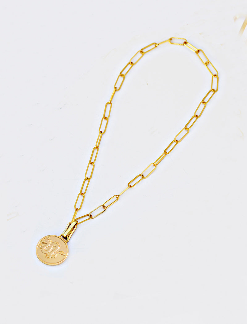 LUCKY DRAGON Gold Charm Pendant Only