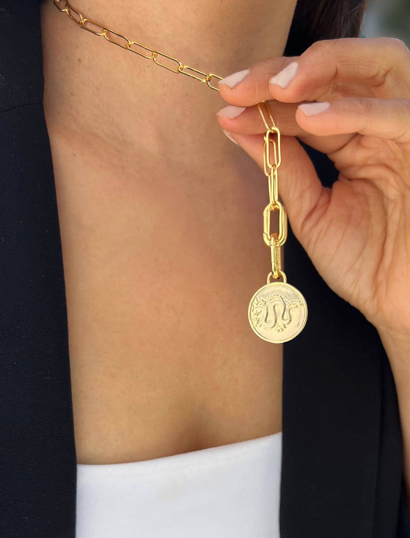 LUCKY DRAGON Gold Charm Pendant Only