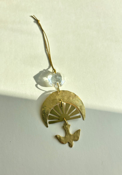 Chasing Light Ornament with Vintage Glass Crystal