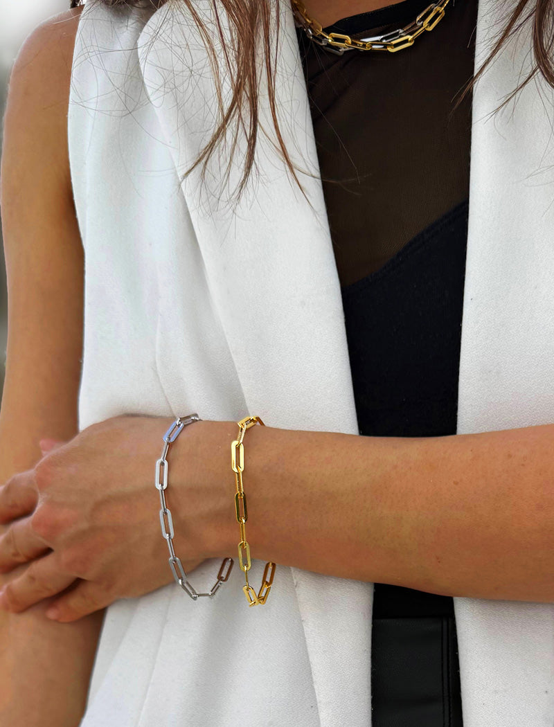ESSENTIAL Medium Paperclip Link Chain Bracelet | Sterling Silver