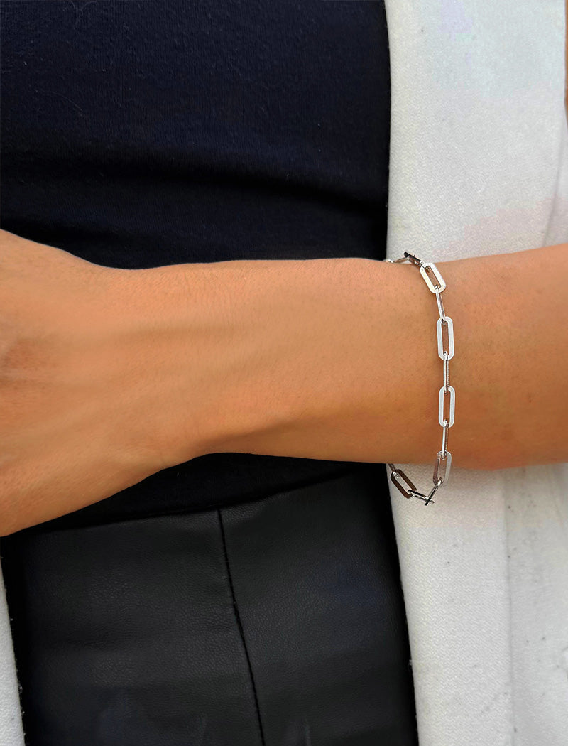 ESSENTIAL Medium Paperclip Link Chain Bracelet | Sterling Silver