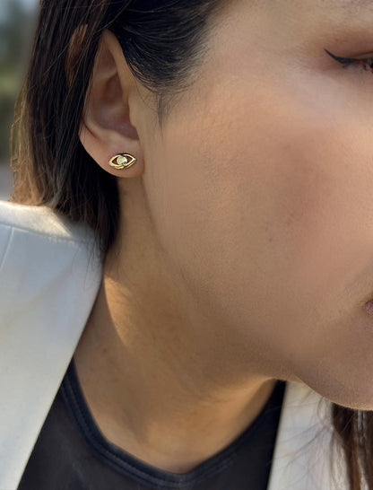 EVIL EYE Stud Earrings | 18K Gold Over Sterling Silver