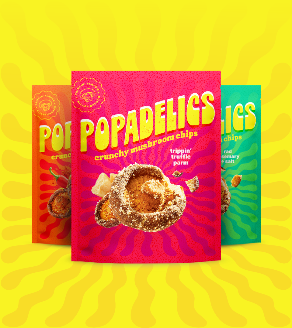 Popadelics Crunchy Mushroom Chips Variety Pack 6 Pack All Flavors