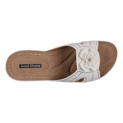 Women's Fiora White Floral Wedge Sandals