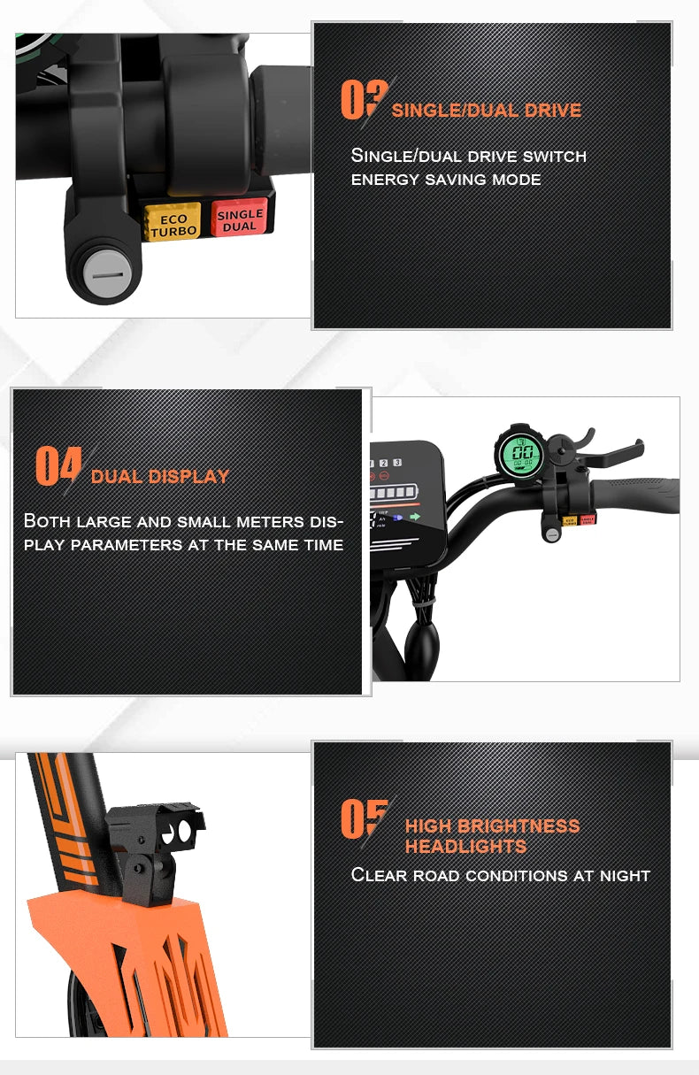 Features of a bike with text labels on a white background | Origin Zero