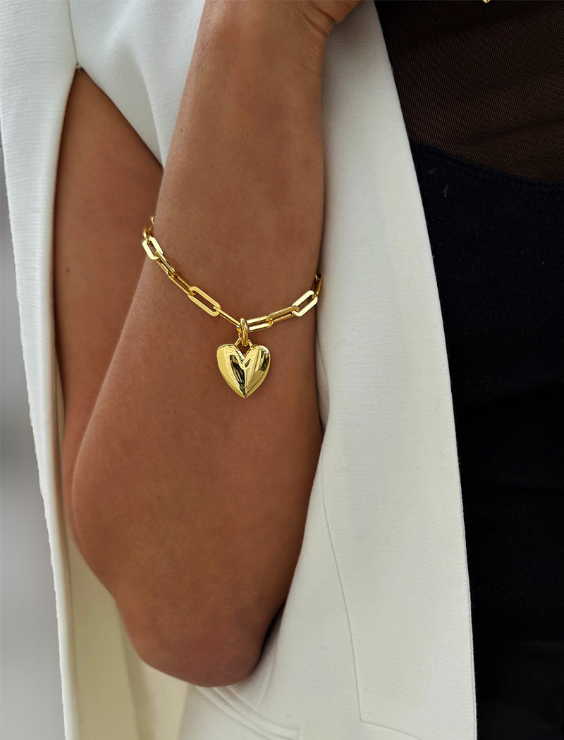 PUFFY HEART Charm Medium Bracelet