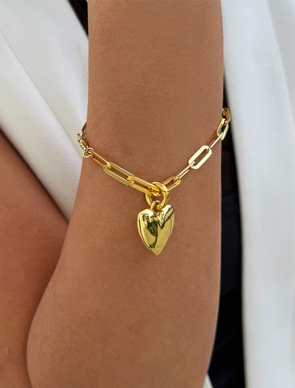 PUFFY HEART Bracelet Charm Pendant Only