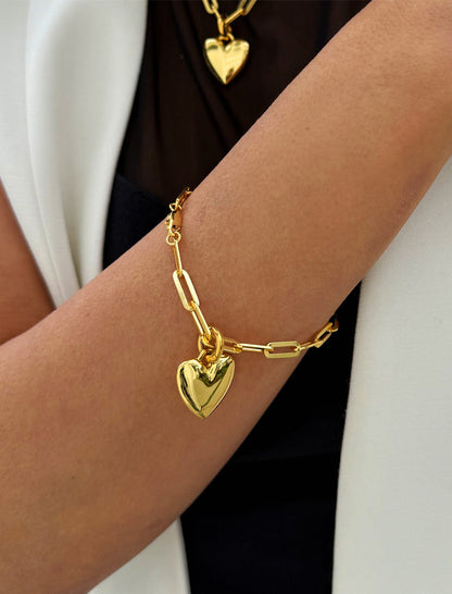 PUFFY HEART Bracelet Charm Pendant