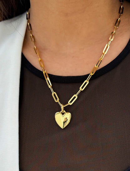 PUFFY HEART Pendant Chain Necklace