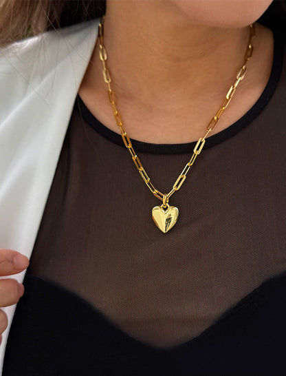 PUFFY HEART Pendant Chain Necklace
