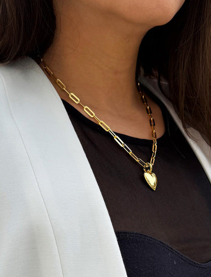 PUFFY HEART Pendant Chain Necklace