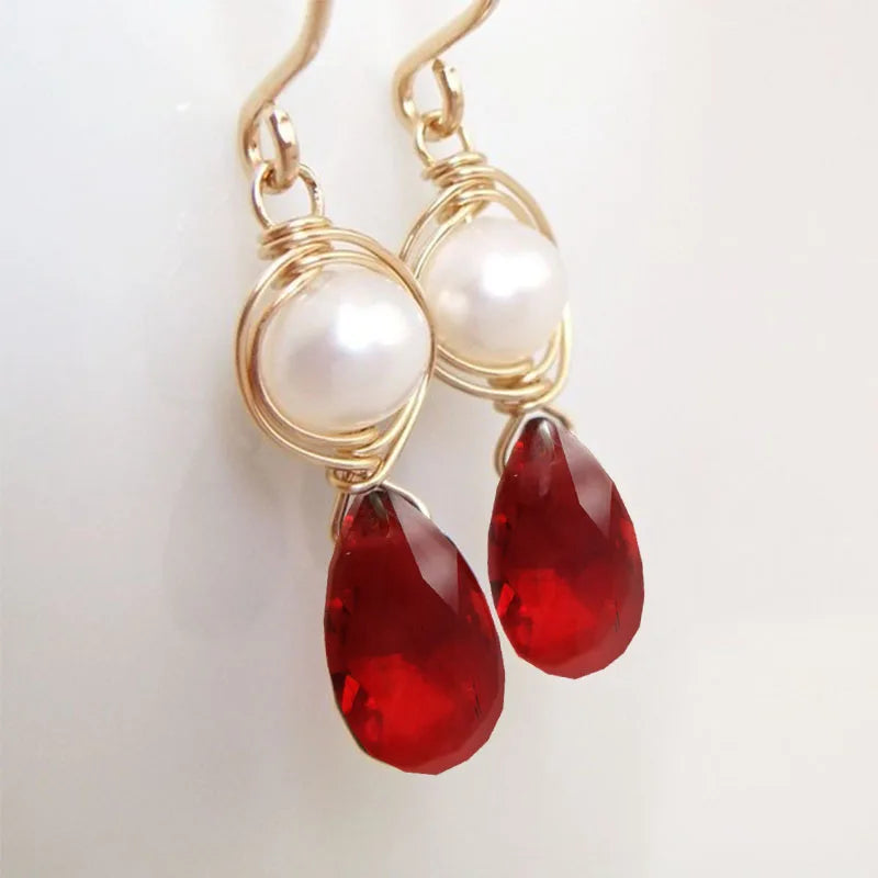 Handmade Seafoam Chalcedony & Seed Pearl Dangle Earrings Gold Earrings with Pearl Clusters Fashion Jewelry Accessory