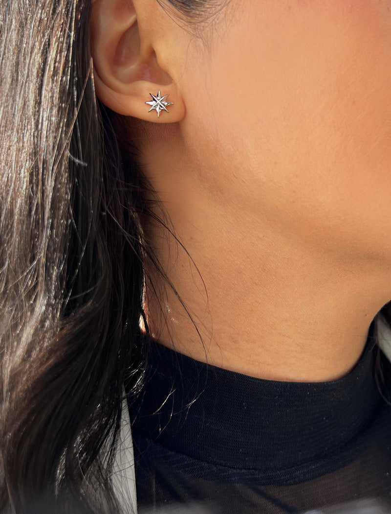 SPARKLE Star Stud Earrings | Sterling Silver