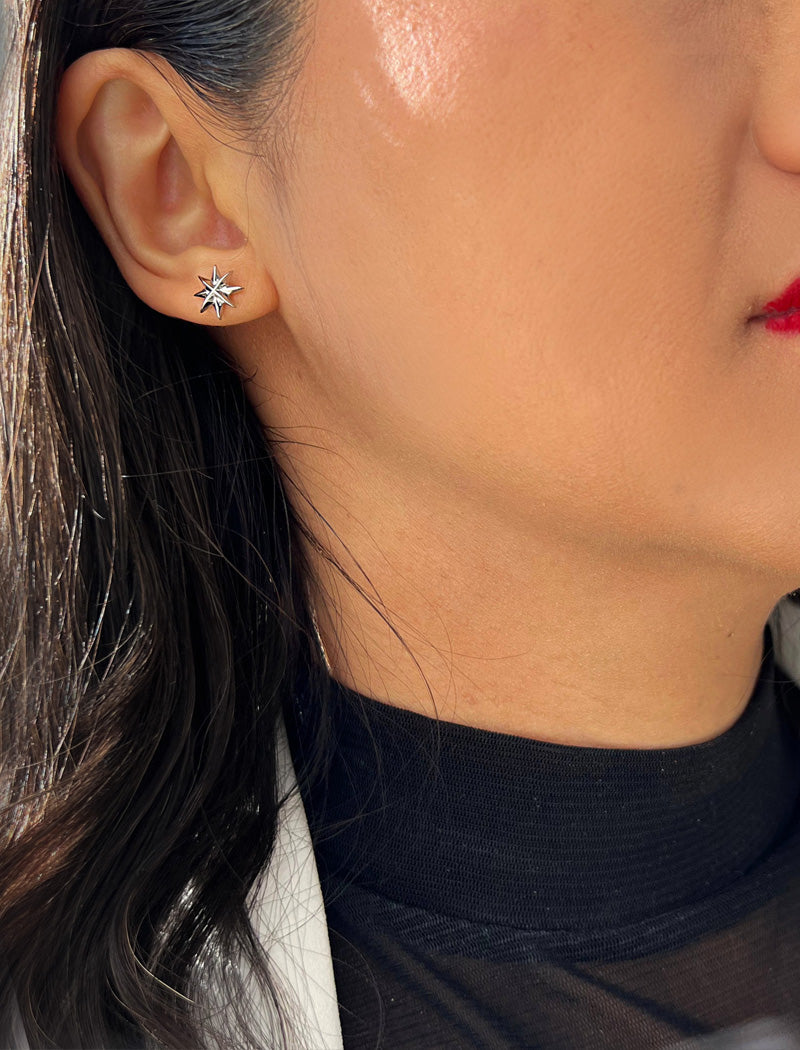 SPARKLE Star Stud Earrings | Sterling Silver
