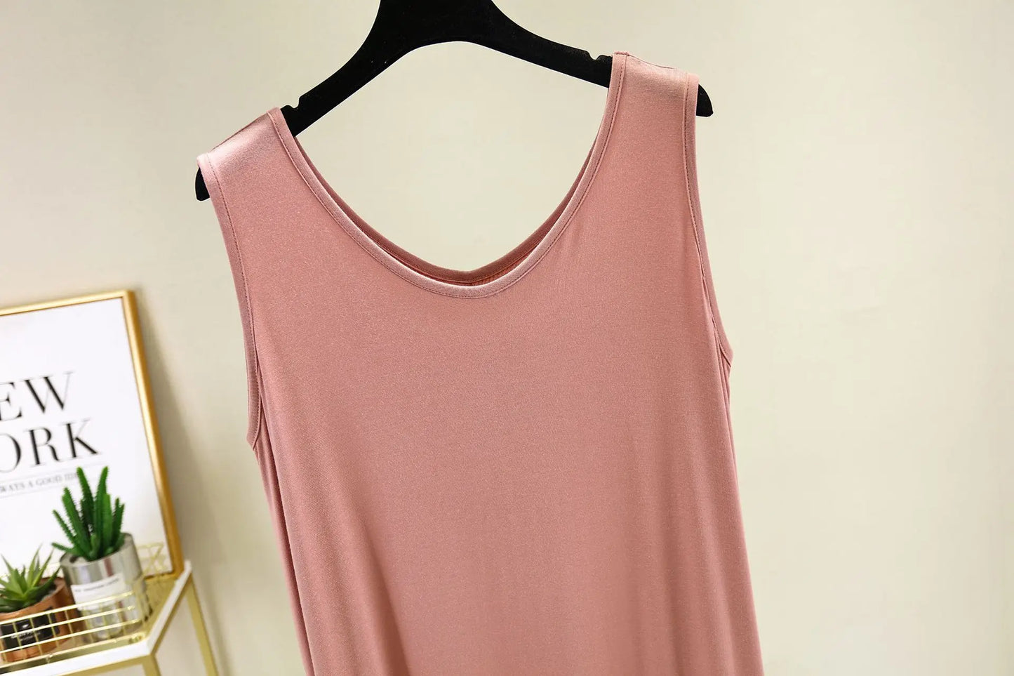 Women's Sleeveless Cotton Modal Nightgown – Loose Fit Mid-Calf Sleep Dress, Sizes L–XXL