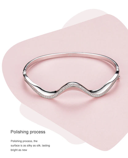 925 Sterling Silver Wave Bracelet | Clear Zircon, Wedding & Engagement Jewelry | Origin Zero