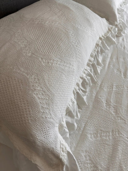 Bedspread Set Bedspread - Cotton White Lace - With Matching Shams