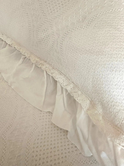 Bedspread Set Bedspread - Cotton White Lace - With Matching Shams