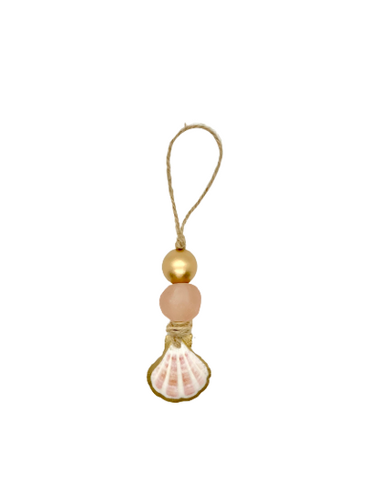 Blush Pink & Gold Scallop - Sea Glass Ornament